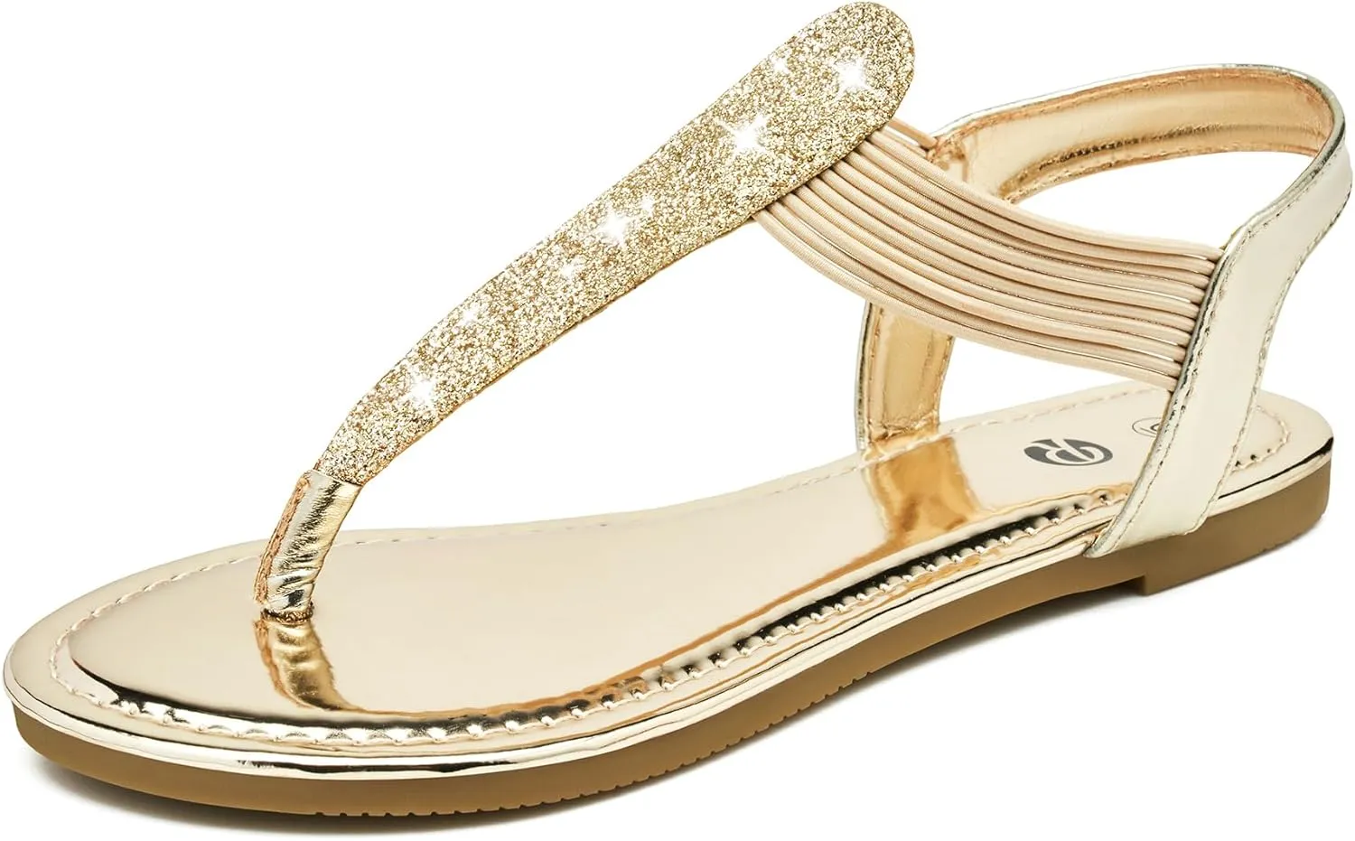 Rekayla Flat Sandals - Sparkling Elastic Strappy Thong Ankle Strap Sandals for Women