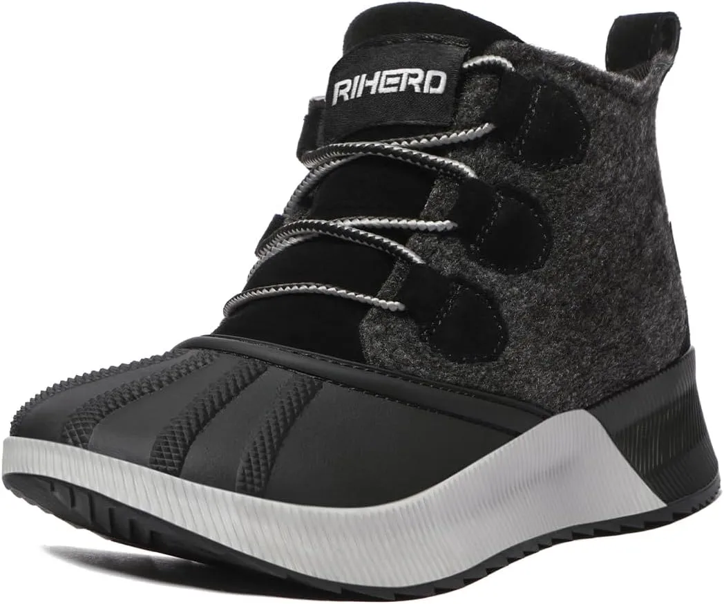 Rihero Women's Classic Waterproof Ankle Boots Fashion Lightweight Leather Suede Hiking Ankle Booties
