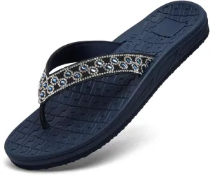 RIKANR Womens Flip Flops, Plantar Fasciitis Sandals for Flat Feet Dressy Comfortable Casual Sandals Walking with Arch Support Thong Flip Flops Beach Sandals Summer