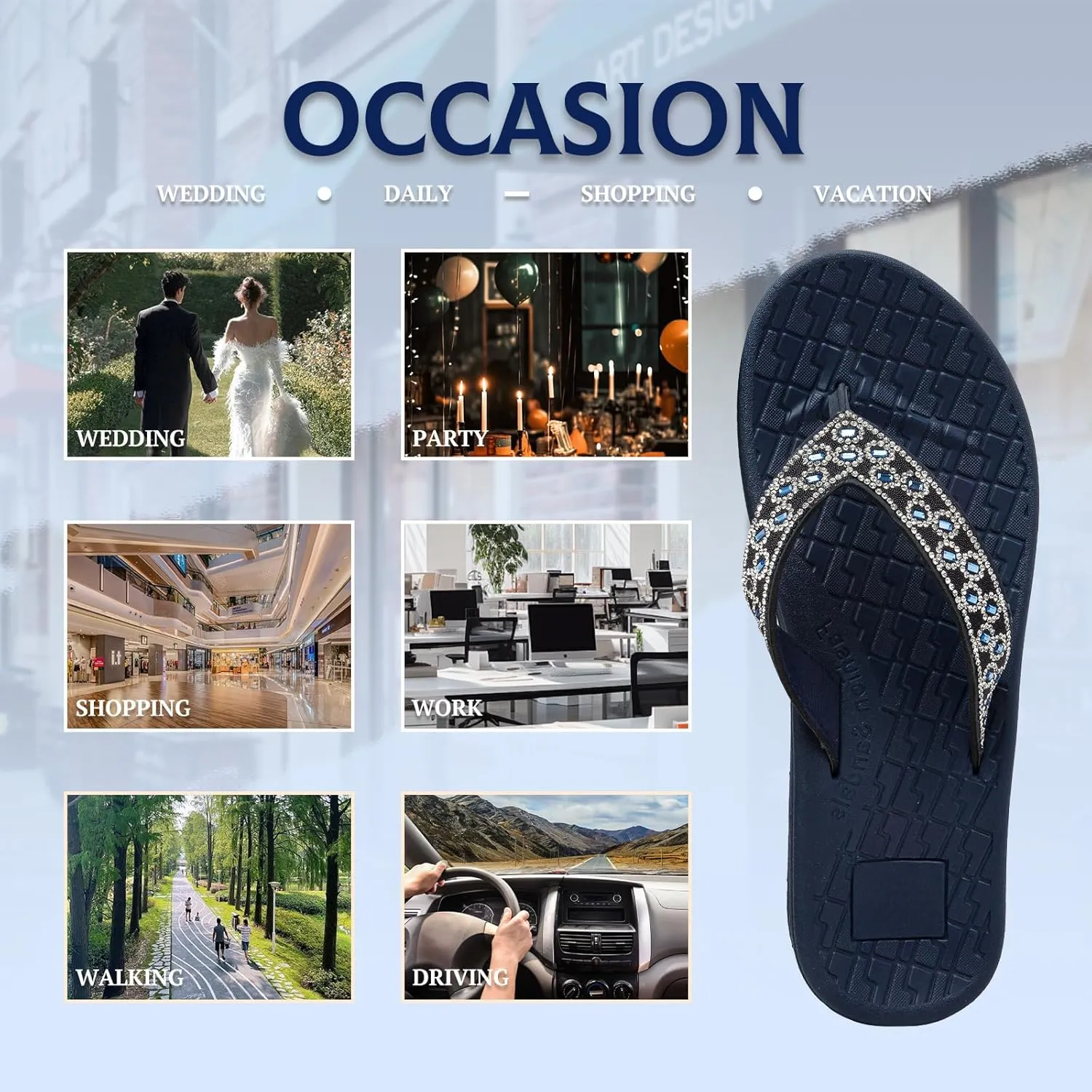 RIKANR Womens Flip Flops, Plantar Fasciitis Sandals for Flat Feet Dressy Comfortable Casual Sandals Walking with Arch Support Thong Flip Flops Beach Sandals Summer