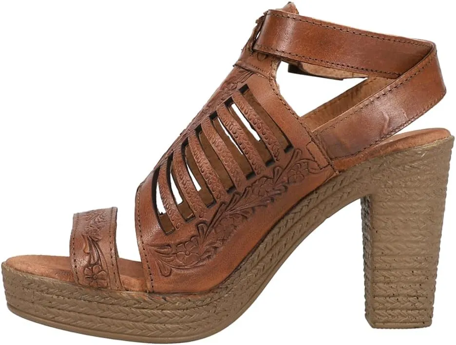 ROPER Womens Mika Iii Embossed Cut Out Block Casual Sandals Casual High Heel 3" & Up - Brown