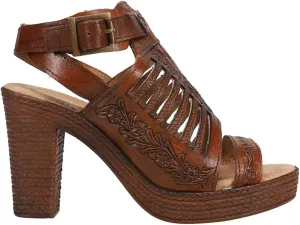 ROPER Womens Mika Iii Embossed Cut Out Block Casual Sandals Casual High Heel 3" & Up - Brown