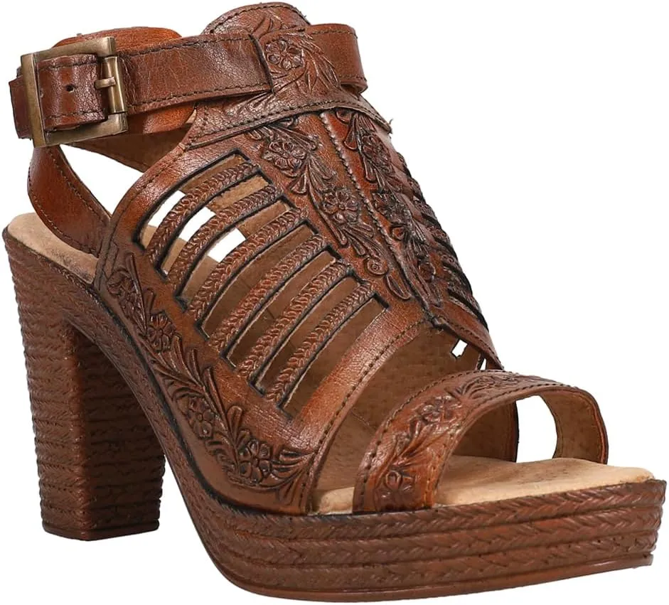 ROPER Womens Mika Iii Embossed Cut Out Block Casual Sandals Casual High Heel 3" & Up - Brown