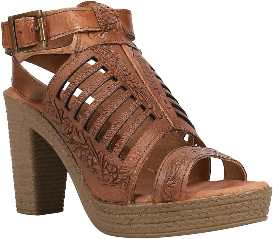 ROPER Womens Mika Iii Embossed Cut Out Block Casual Sandals Casual High Heel 3" & Up - Brown
