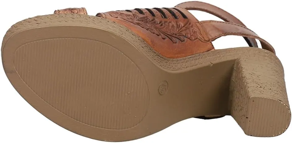 ROPER Womens Mika Iii Embossed Cut Out Block Casual Sandals Casual High Heel 3" & Up - Brown