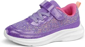 RUNSIDE Girls Glitter Sneakers Lightweight Kids Sparkle Tennis Shoes with Hook and Loop for Toddler/Little Kid/Big Kid