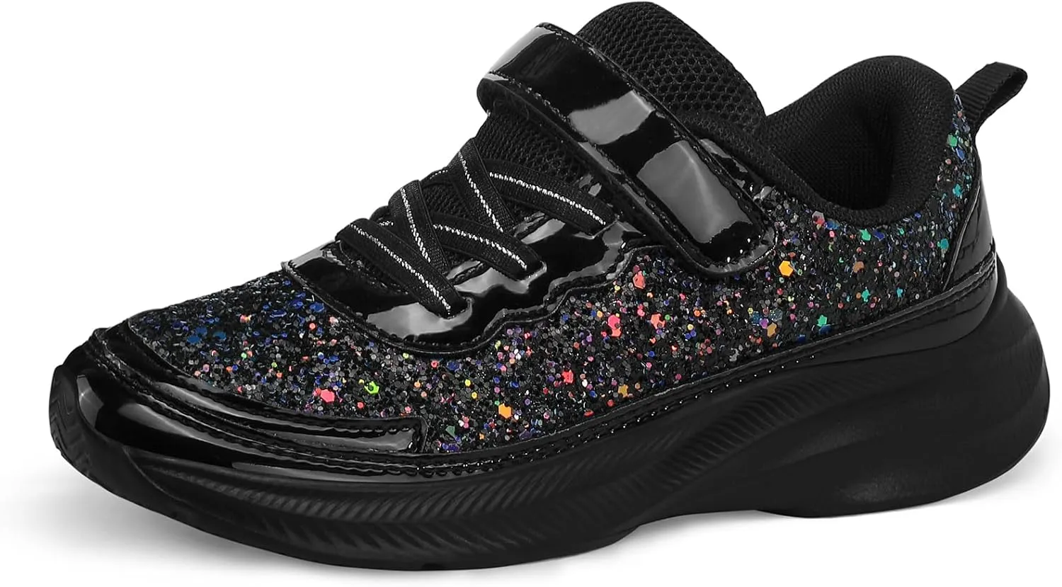 RUNSIDE Girls Glitter Sneakers Lightweight Kids Sparkle Tennis Shoes with Hook and Loop for Toddler/Little Kid/Big Kid