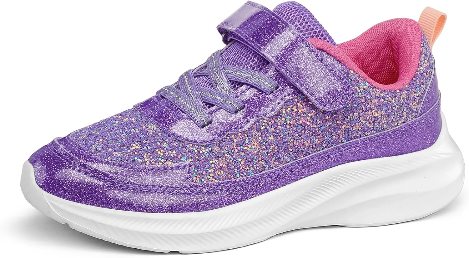 RUNSIDE Girls Glitter Sneakers Lightweight Kids Sparkle Tennis Shoes with Hook and Loop for Toddler/Little Kid/Big Kid