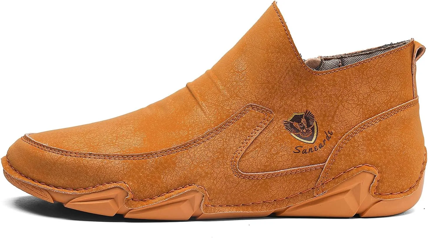 Sanearde Men's Chukka Boots Handmade Casual Leather Loafers Non Slip Hiking Ankle Booties Fashion Comfortable Driving Shoes
