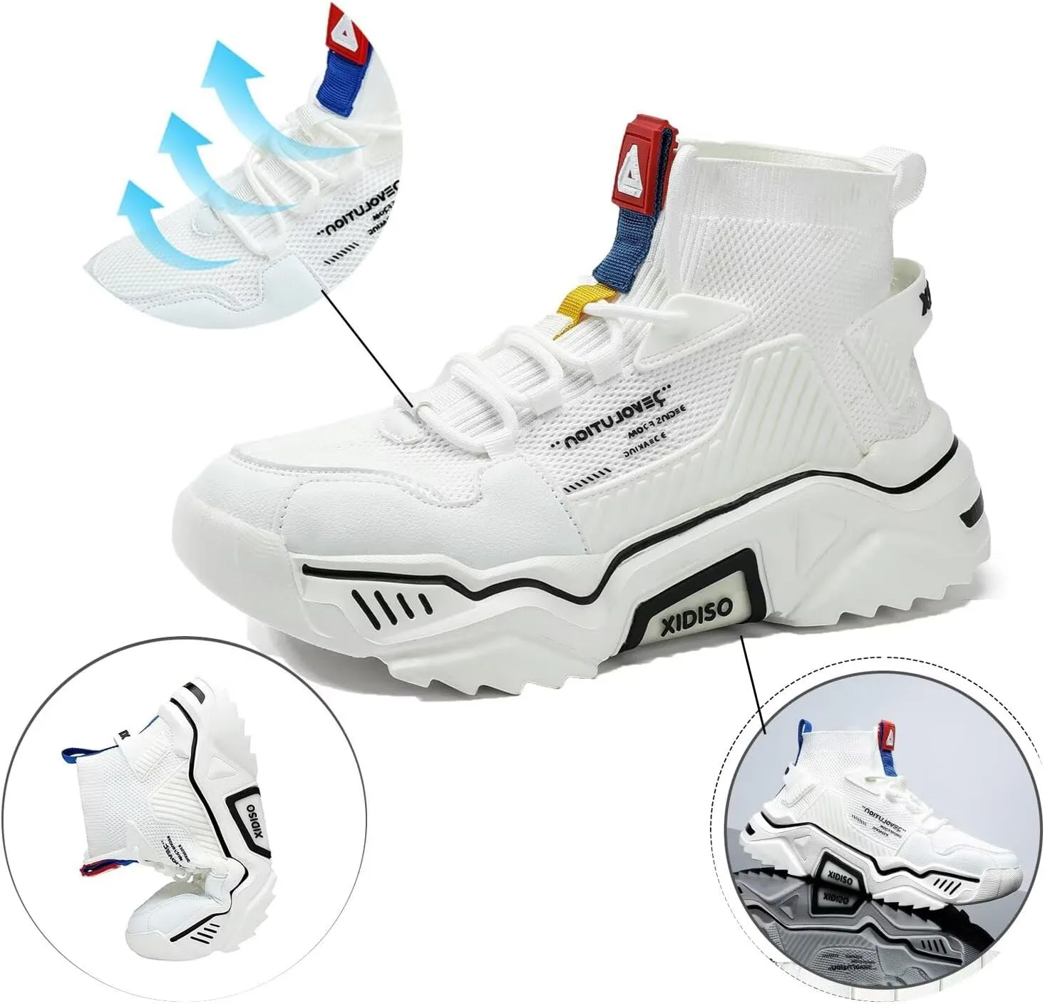 SANNAX Fashion Shoes for Mens High Top Casual Walking Shoes Non Slip Breathable Mesh Lightweight Sneakers