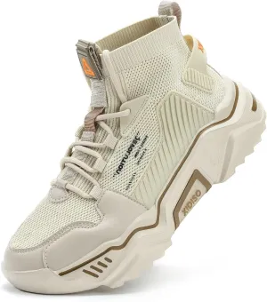 SANNAX Fashion Shoes for Mens High Top Casual Walking Shoes Non Slip Breathable Mesh Lightweight Sneakers