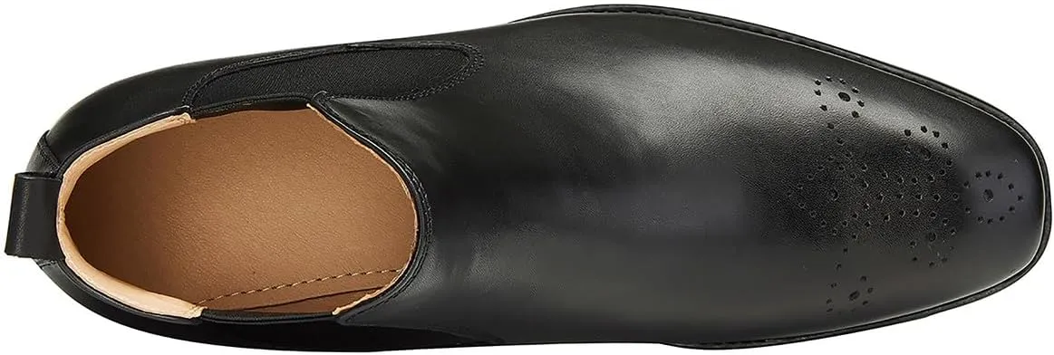Santimon Mens Chelsea Boots Leather Casual Slip On Brogue Boots Formal Dress Ankle Boots For Men