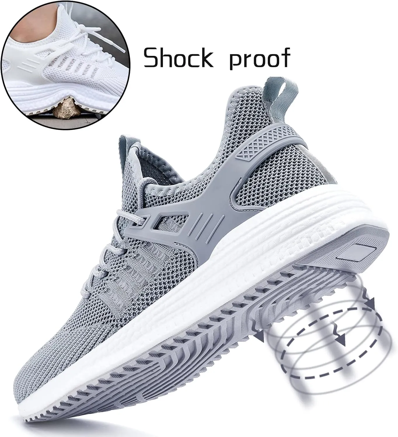 SDolphin Men's Running Shoes Sneakers - Tennis Workout Walking Gym Athletic Rubber Sole Breathable Comfortable Non Slip Fashion Shoes