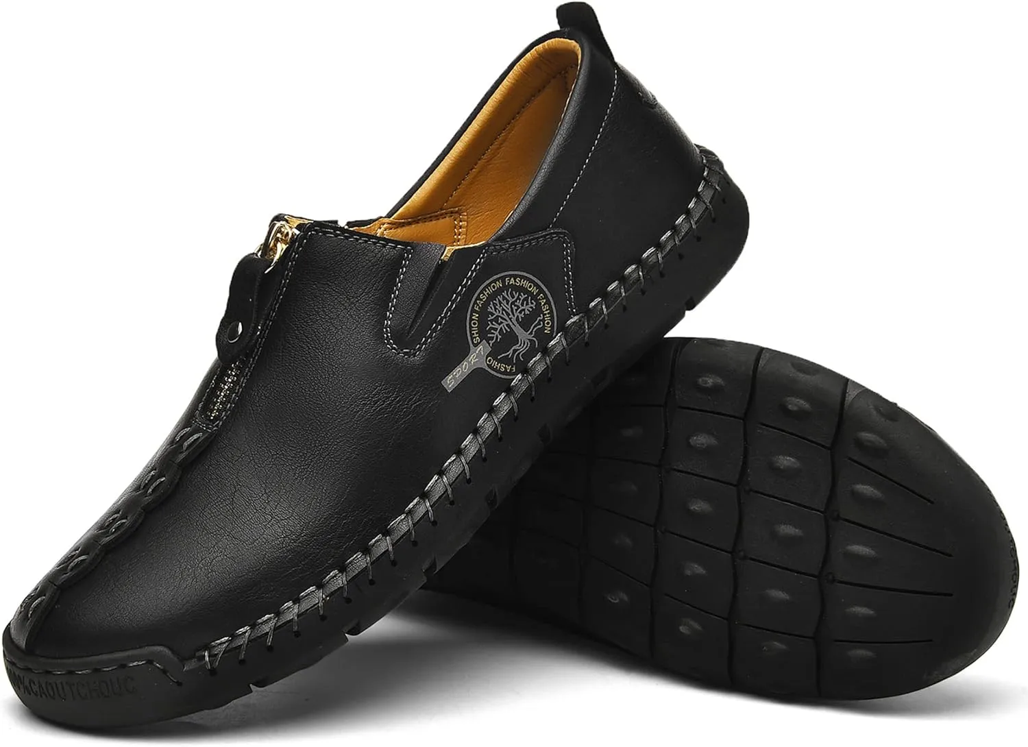 Shaire Men's Casual Leather Slip on Shoes, Breathable Comfortable Walking Shoes for Men