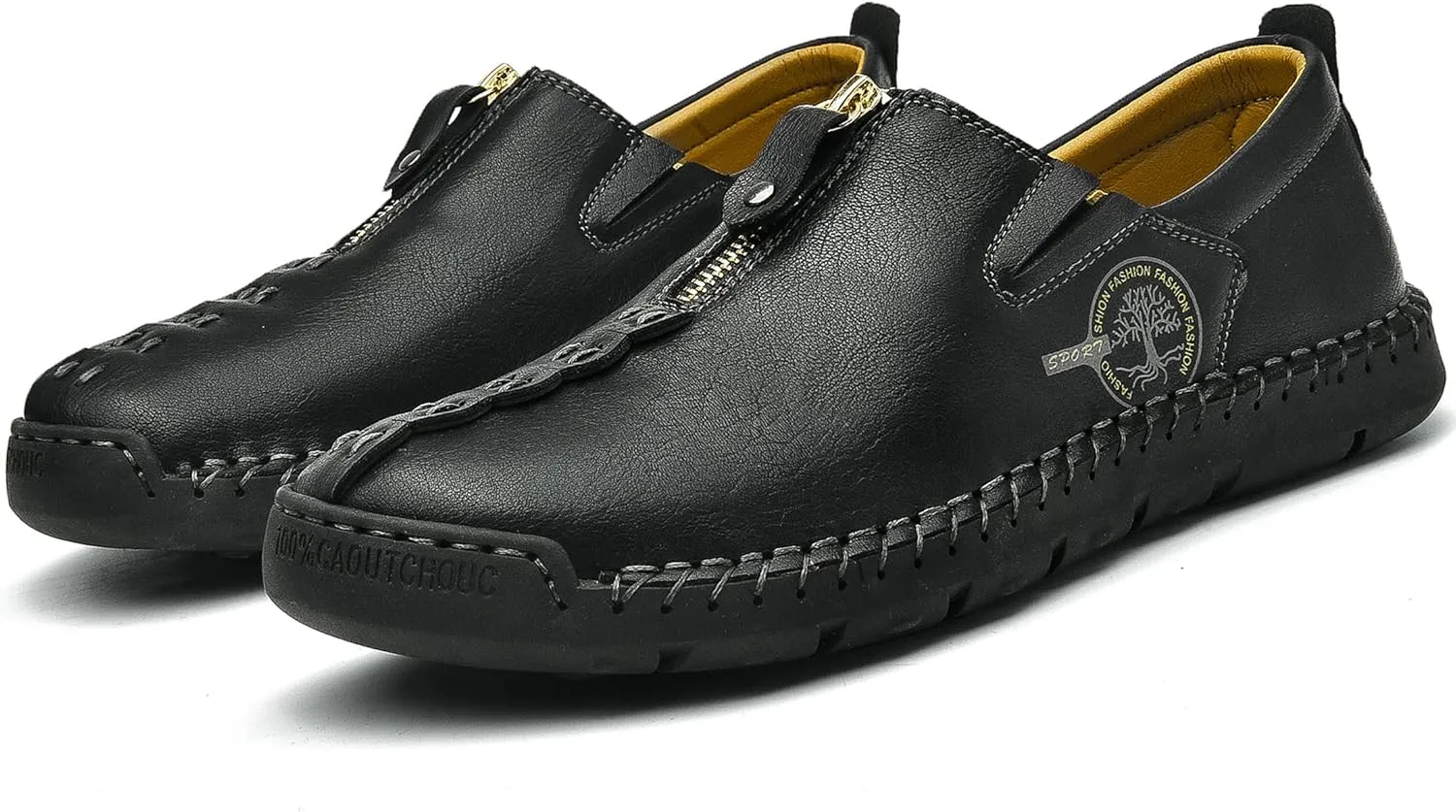 Shaire Men's Casual Leather Slip on Shoes, Breathable Comfortable Walking Shoes for Men