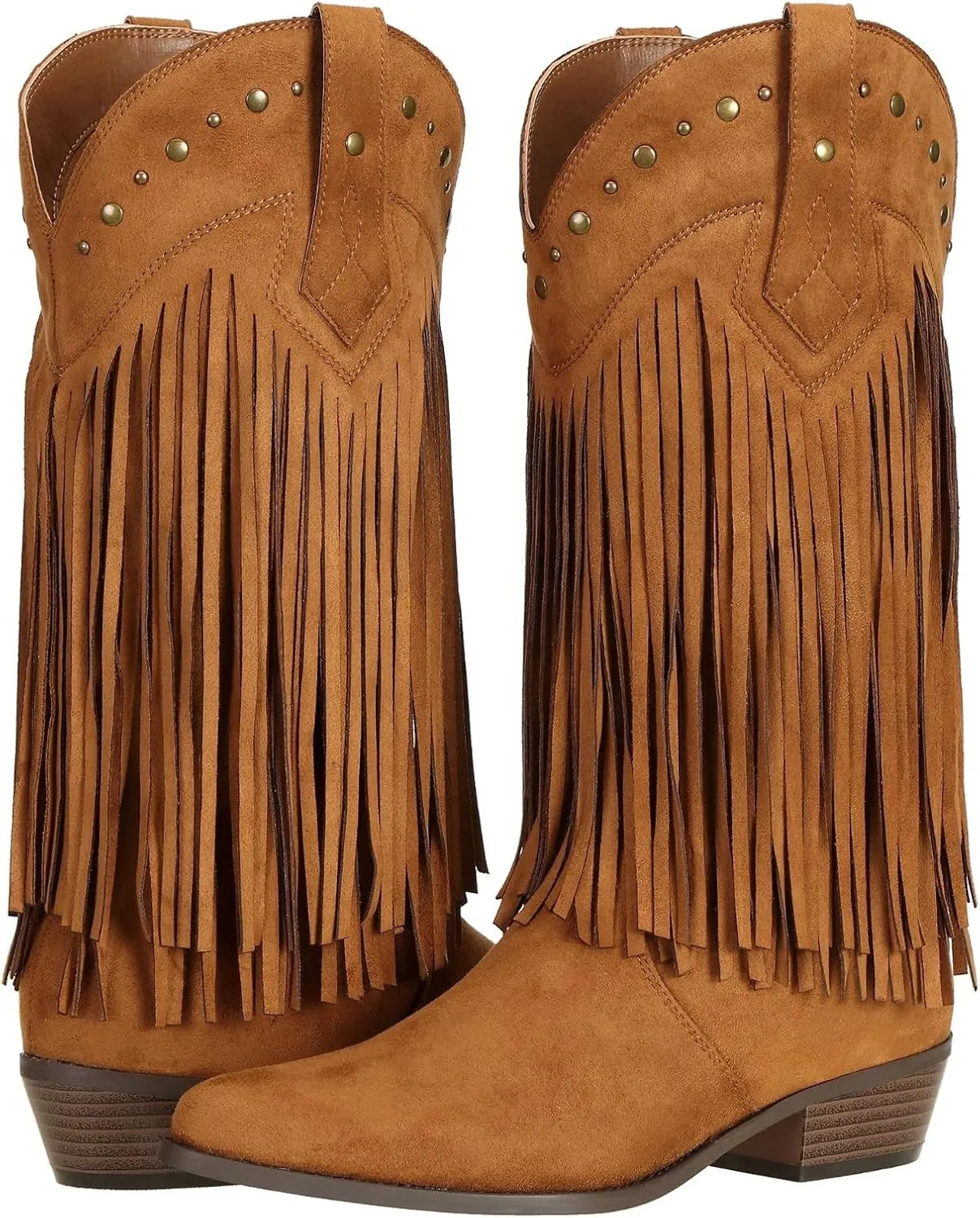 SheSole Women's Fringe Western Boots Wide Calf Riding Cowgirl Cowboy boots Black