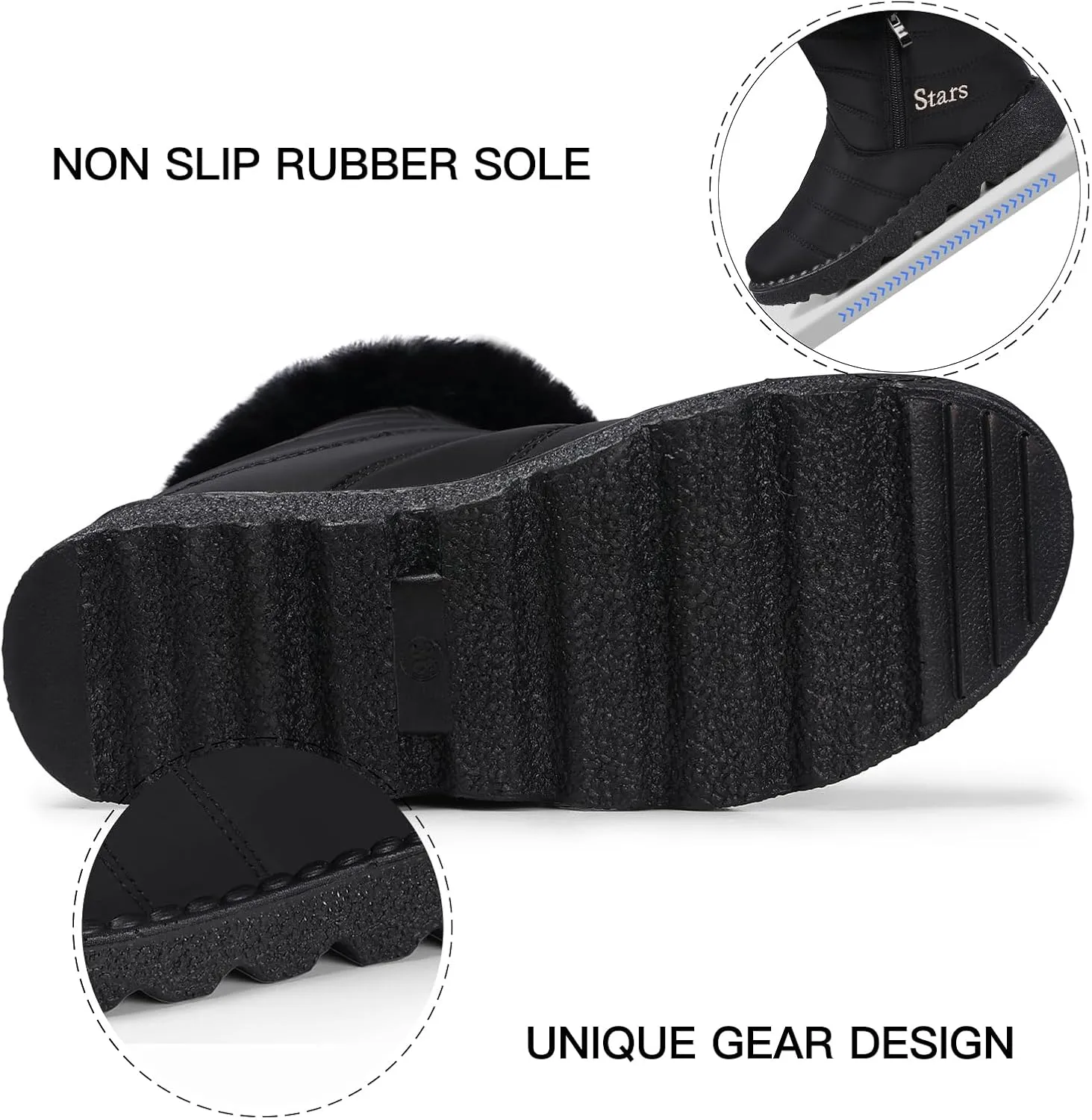 SHIBEVER Waterproof Winter Boots for Women: Snow Mid Calf Fur Lined Warm Women Boot Outdoor Resistant Booties