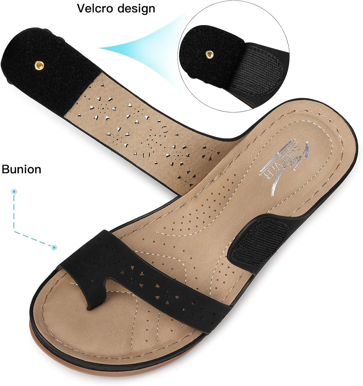 SHIBEVER Women's Wedge Sandals Platform: Comfortable Dressy Summer Casual Slip on - Low Heels Flip Flops Women Sandals