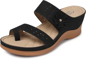 SHIBEVER Women's Wedge Sandals Platform: Comfortable Dressy Summer Casual Slip on - Low Heels Flip Flops Women Sandals