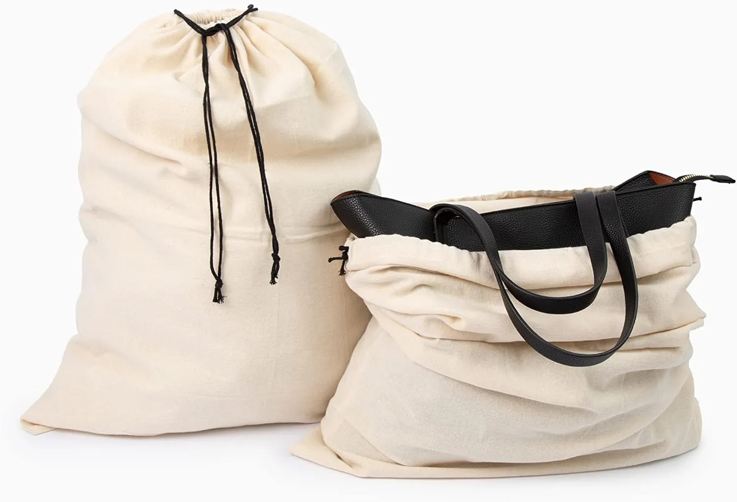 Shoe Bags for Travel Packing - Drawstring Sneaker Travel Bags - Cotton Cloth Shoe Dust Bags for Storage & Luggage - Washable Dust Cover Bags for Boots and Dress Shoes (3 Medium: 19"x15")