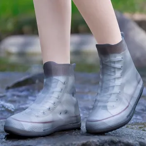 Shoe Covers Waterproof Rain Shoes Covers Reusable Foldable Rain Boots Slip Resistant Rubber Sole Overshoes Protectors for Cleaning Camping Travel Rain Galoshes with Buttons