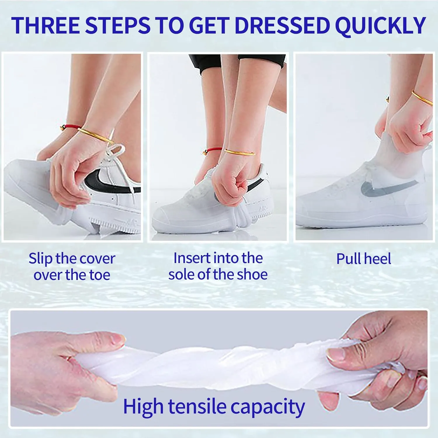 Shoe Covers Waterproof Rain Shoes Covers Reusable Foldable Rain Boots Slip Resistant Rubber Sole Overshoes Protectors for Cleaning Camping Travel Rain Galoshes with Buttons