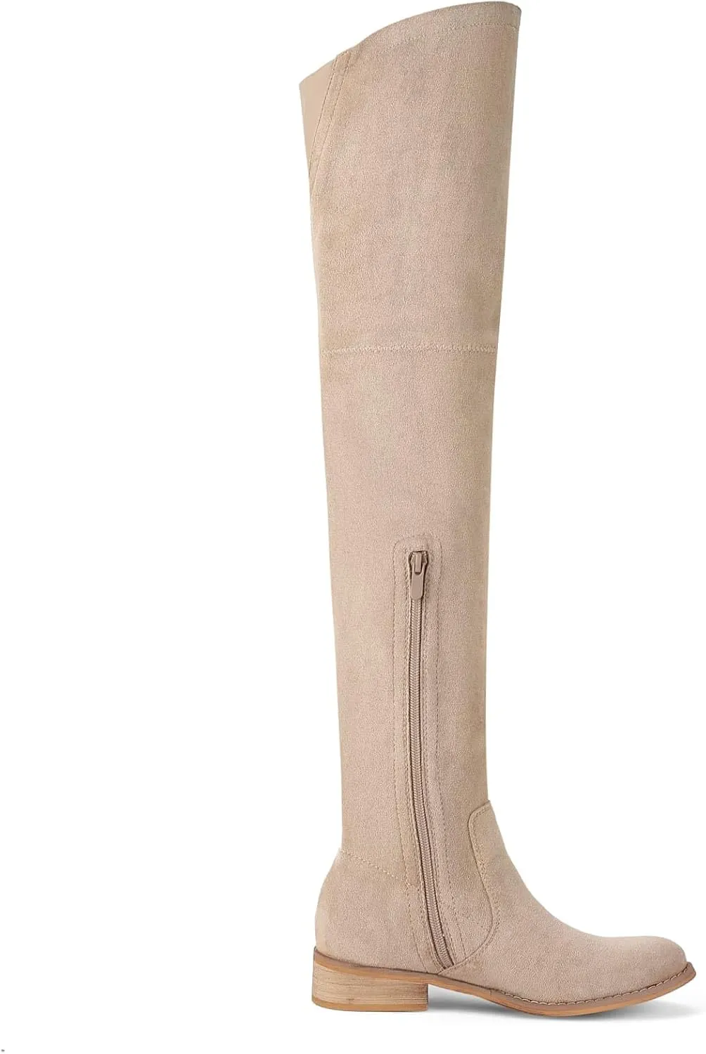 Shoe'N Tale Women's Over The Knee Boots Thigh High Low Block Heel Pointed Toe Long Stretch Boots