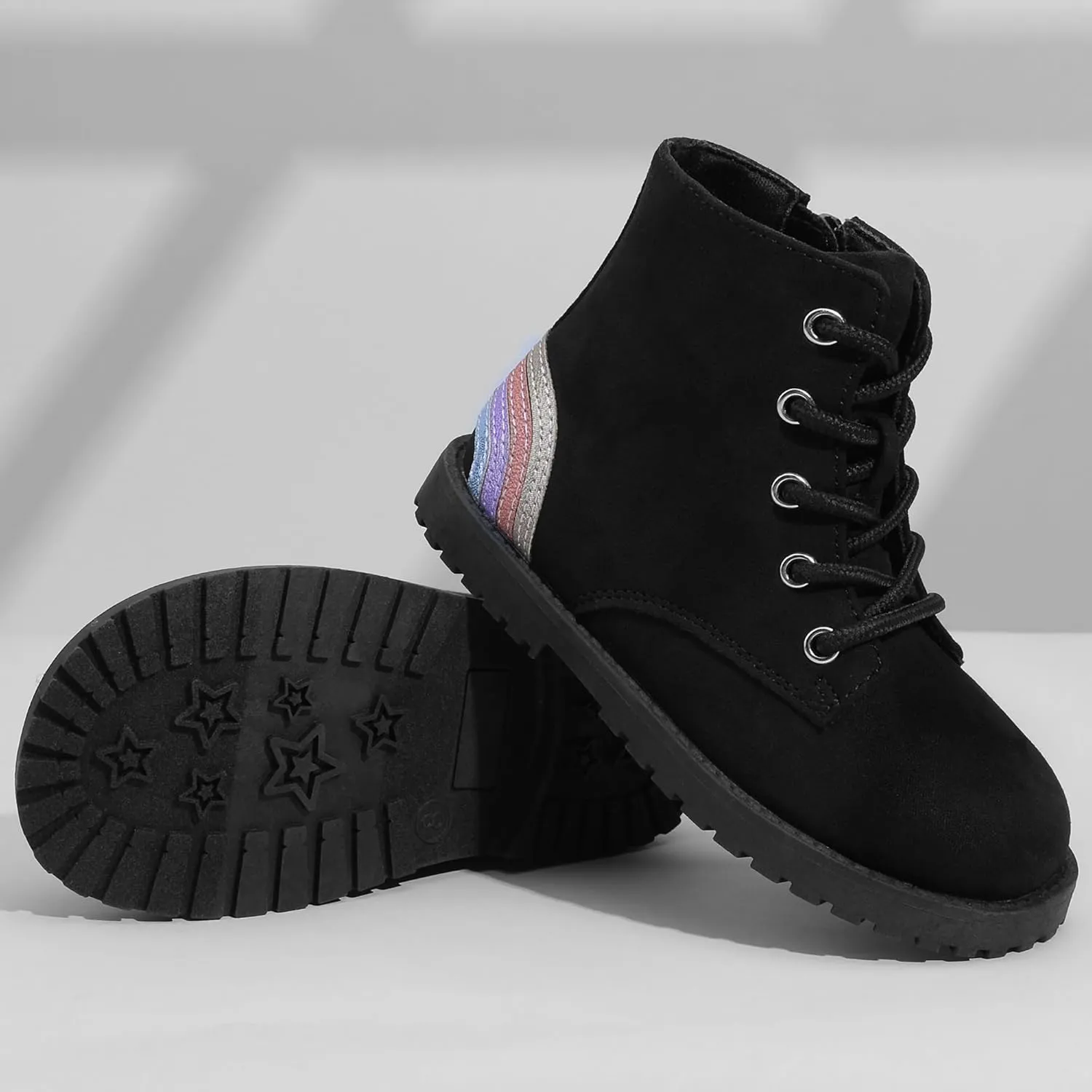 shoeslocker Gilrs Boots with Zipper Suede Toddler Ankel Booties Fashion Rainbow Boots for Toddler/Little Kids