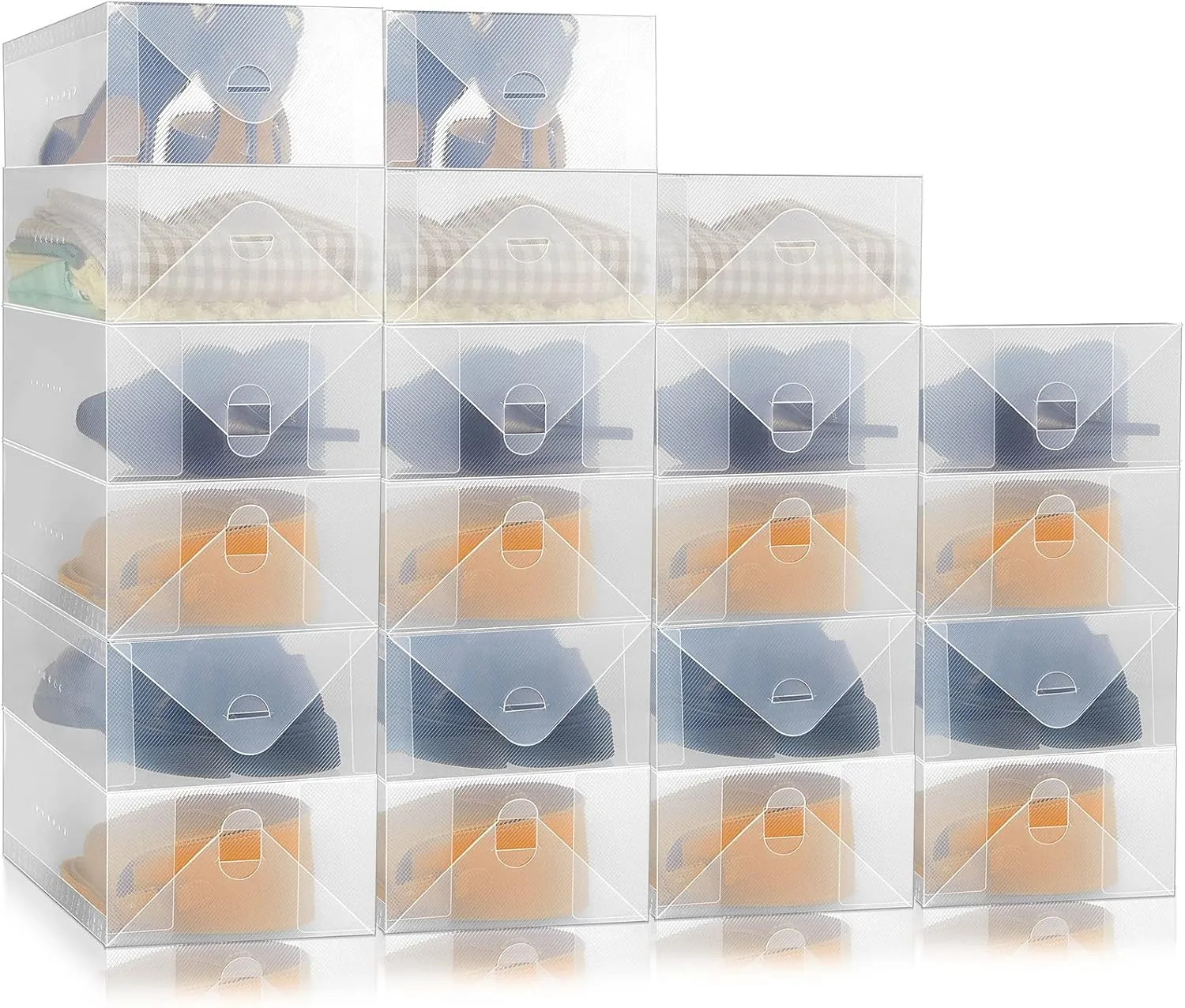 Sintuff 20 Pcs Clear Stackable Women's Shoes Boxes Fit Size 9/10 Plastic Shoes Organizer for School College Dorm Rooms Closet(11.8 x 7.5 x 3.7 Inches)
