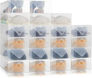 Sintuff 20 Pcs Clear Stackable Women's Shoes Boxes Fit Size 9/10 Plastic Shoes Organizer for School College Dorm Rooms Closet(11.8 x 7.5 x 3.7 Inches)