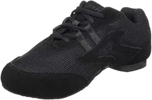 Skazz by Sansha Womens Dance Studio Exercise Sneakers Mesh Man-Made Rubber Split-Sole Majestic, Black