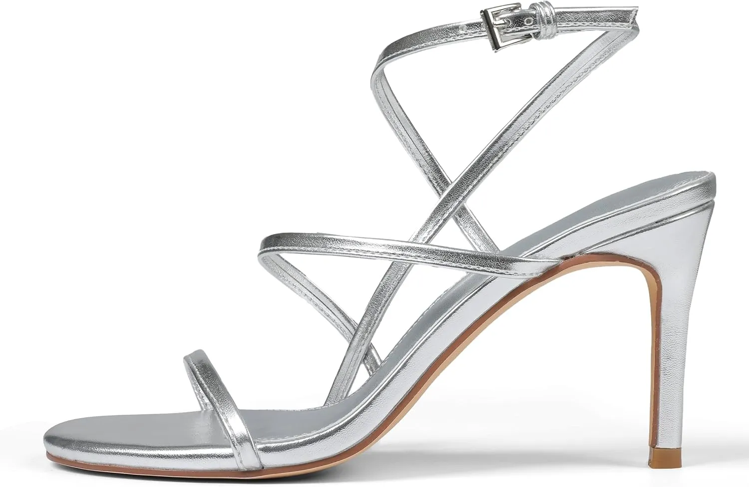 Slingback Kitten Heels for Women Dressy Strappy Stiletto High Heels Sandals Ankle Strap Buckle Open Round Toe Comfortable Formal Shoes