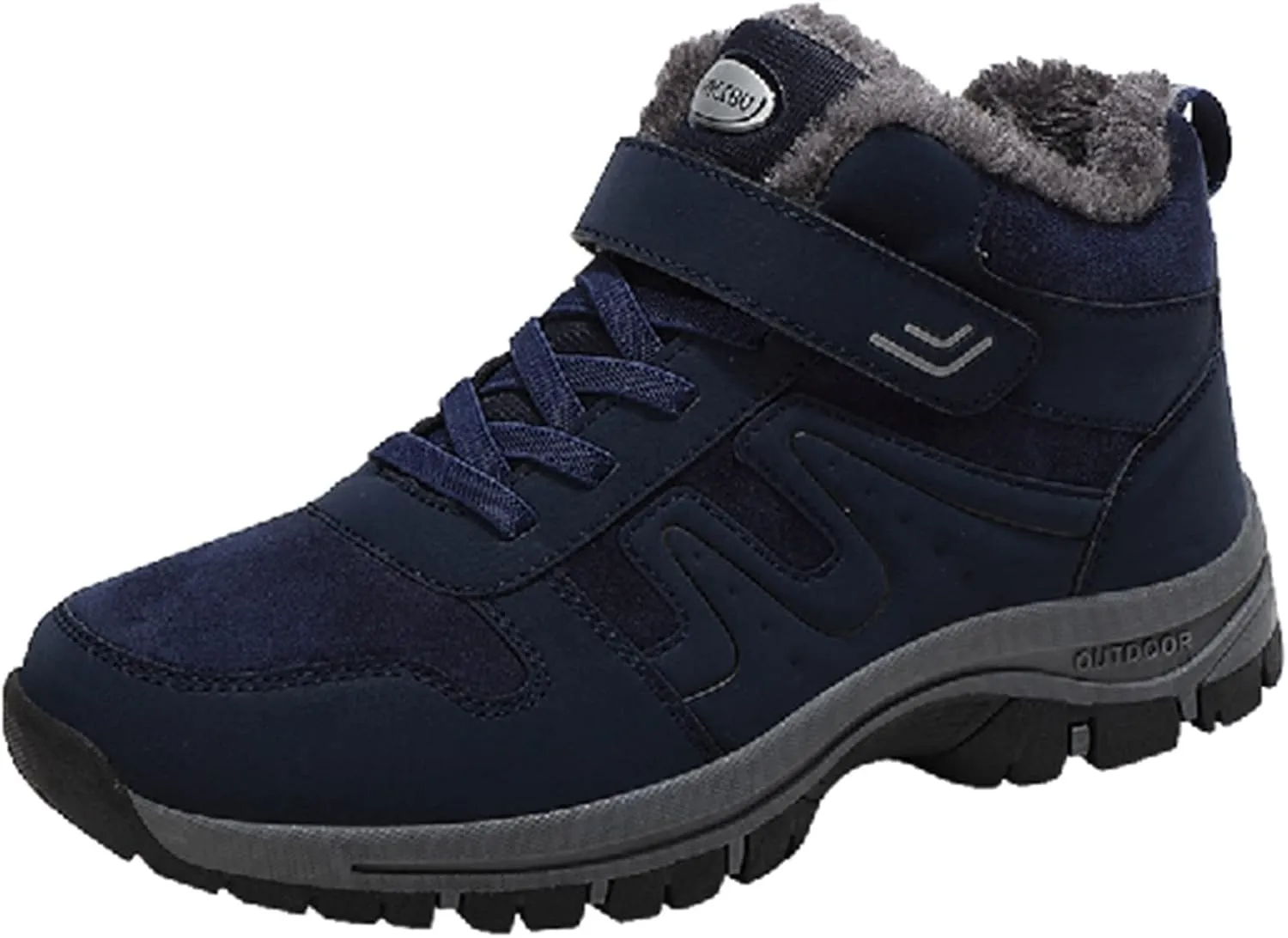 Slip on Walking Shoes Men Winter Warm Faux Furry Lined Hiking Snow Boots Comfortable Memory Foam Breathable Mesh Fashion High Top Sneakers Non Slip Indoor Outdoor Athletic Running Shoes