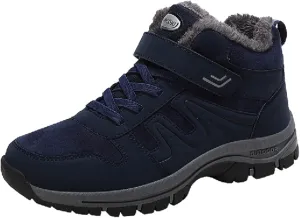 Slip on Walking Shoes Men Winter Warm Faux Furry Lined Hiking Snow Boots Comfortable Memory Foam Breathable Mesh Fashion High Top Sneakers Non Slip Indoor Outdoor Athletic Running Shoes
