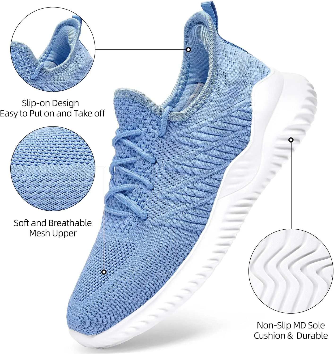Slow Man Womens Walking Tennis Shoes Fashion Slip on Comfortable Lightweight Memory Foam Athletic Casual Sneakers for Running Gym Workout Nurse