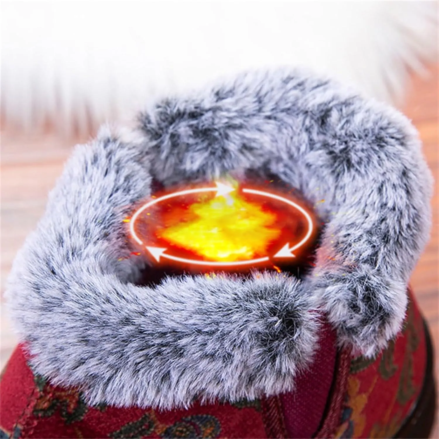 Snow Boot for Women Non-Slip Plush Lined Embroidery Ankle Booties Casual Shoes Winter Padded Warm Women's Boots