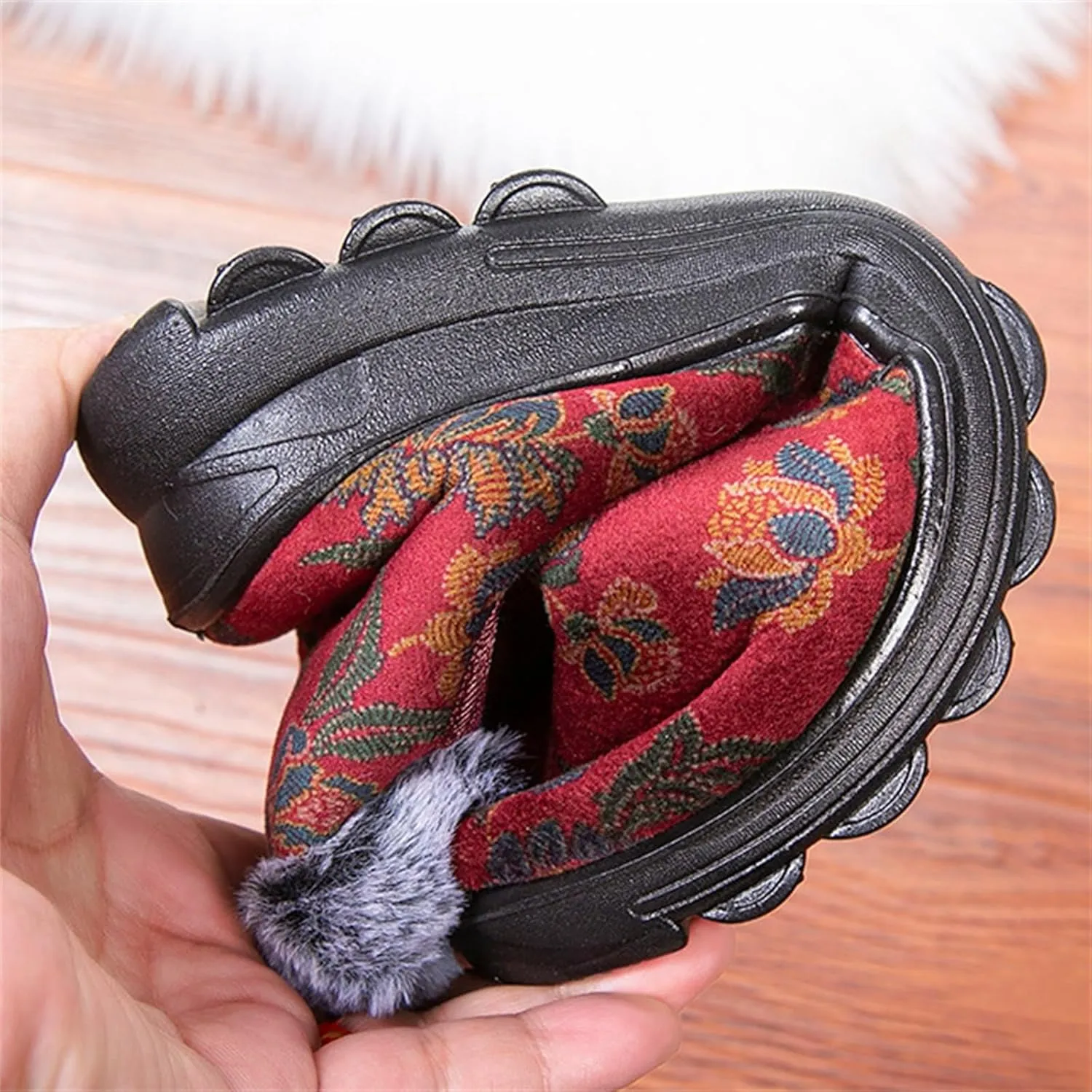 Snow Boot for Women Non-Slip Plush Lined Embroidery Ankle Booties Casual Shoes Winter Padded Warm Women's Boots