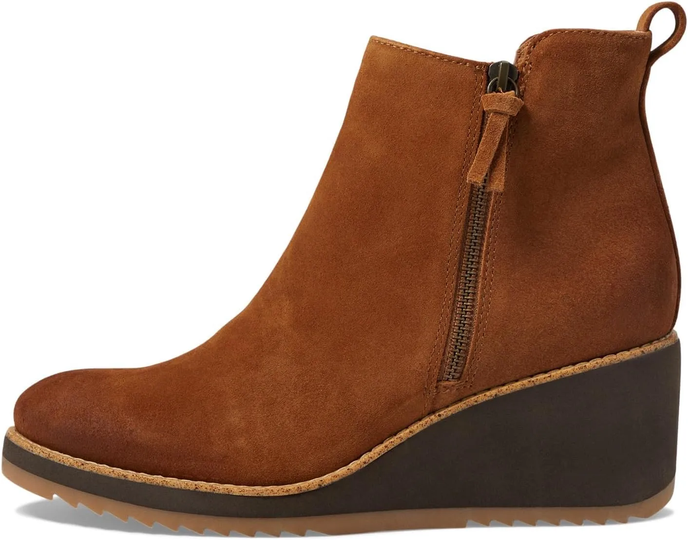Sofft Womens Emeline Zipper Suede Wedge Boots