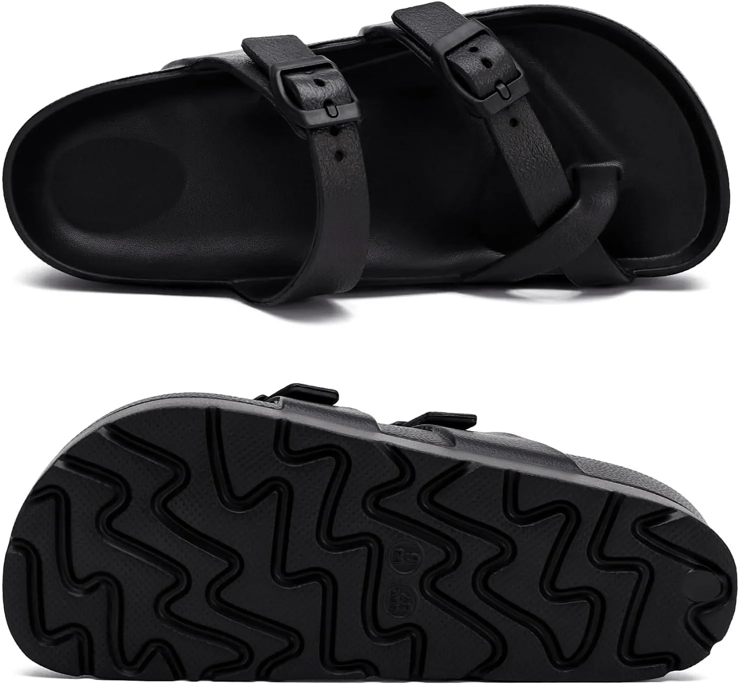 SOSOWHLTE Womens Platform Sandals Adjustable Buckle Summer Arch Support Cushion Slides Woman Lightweight Thick Soles Flat Shoes