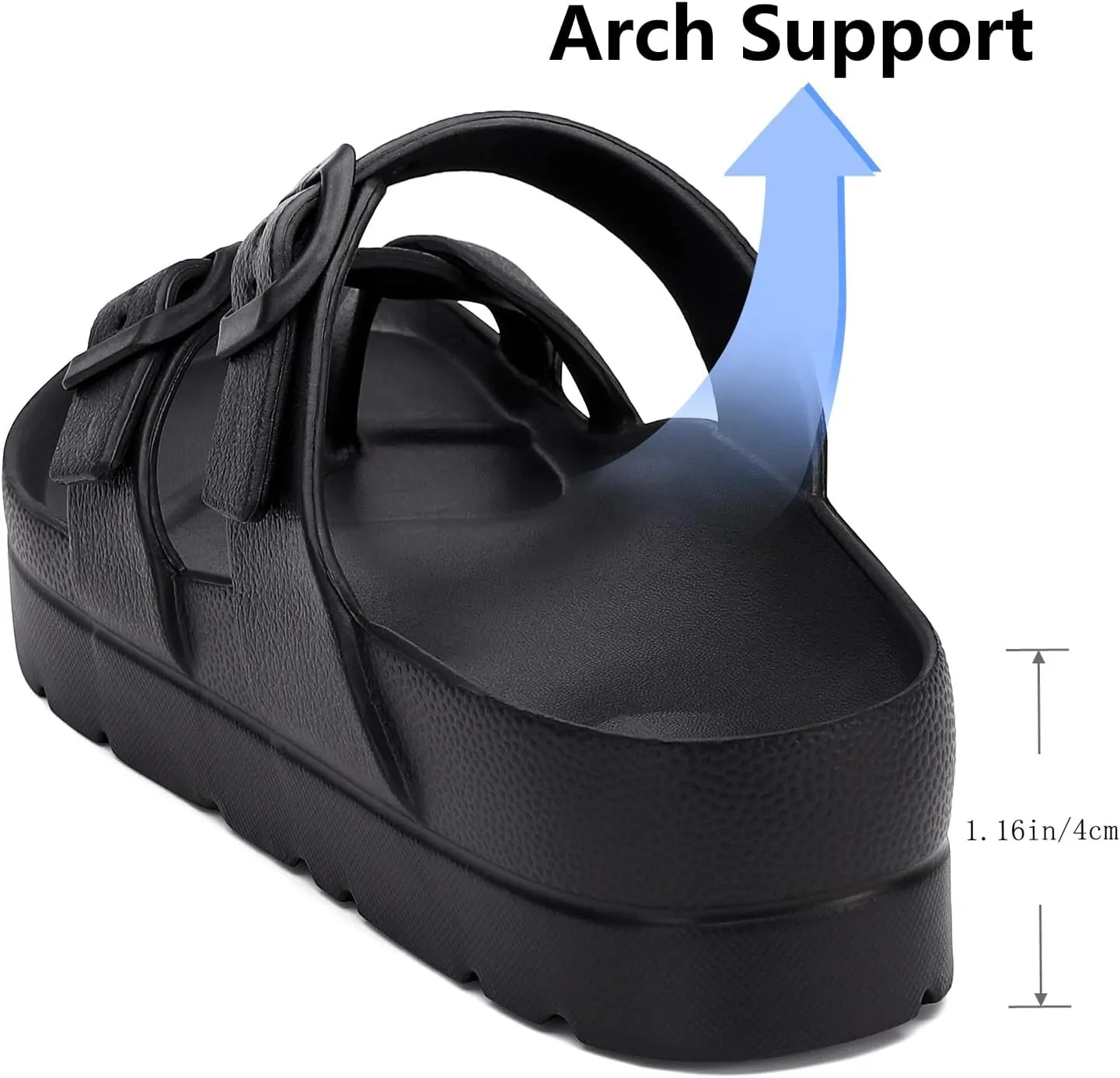 SOSOWHLTE Womens Platform Sandals Adjustable Buckle Summer Arch Support Cushion Slides Woman Lightweight Thick Soles Flat Shoes