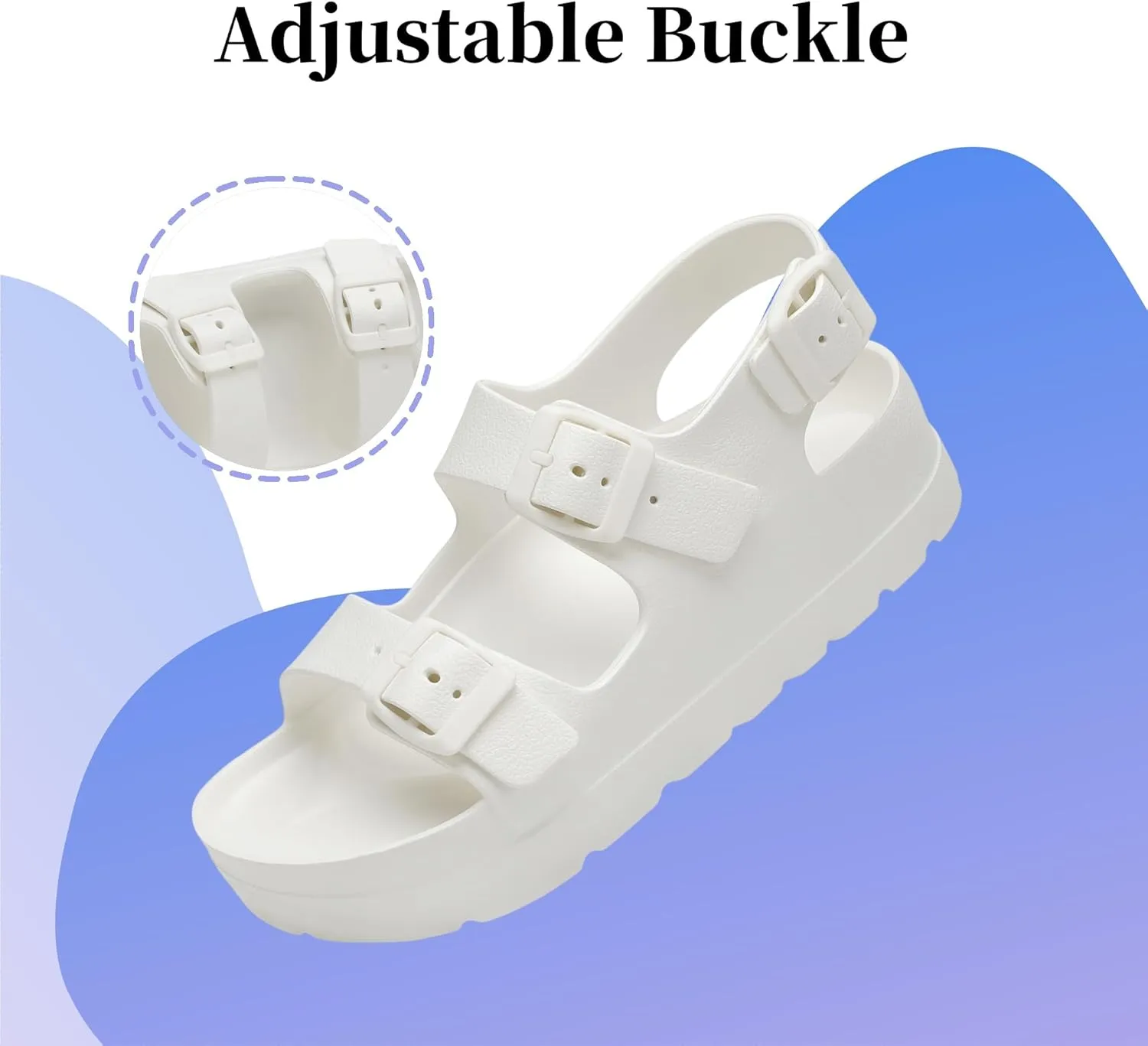 SOSOWHLTE Women's Platform Sandals with Arch Support - 3 Adjustable Straps Summer Beach Sandals, Lightweight & Slip-Resistant