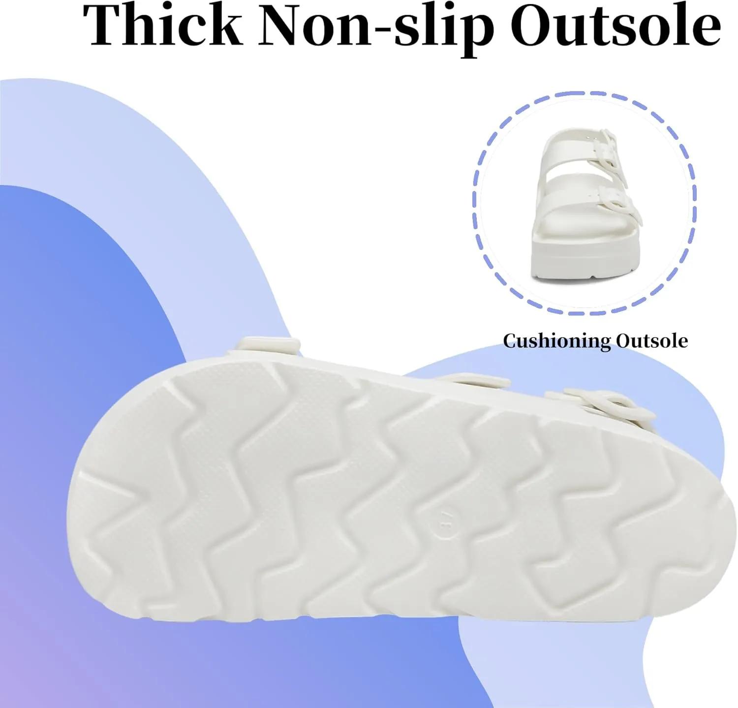 SOSOWHLTE Women's Platform Sandals with Arch Support - 3 Adjustable Straps Summer Beach Sandals, Lightweight & Slip-Resistant
