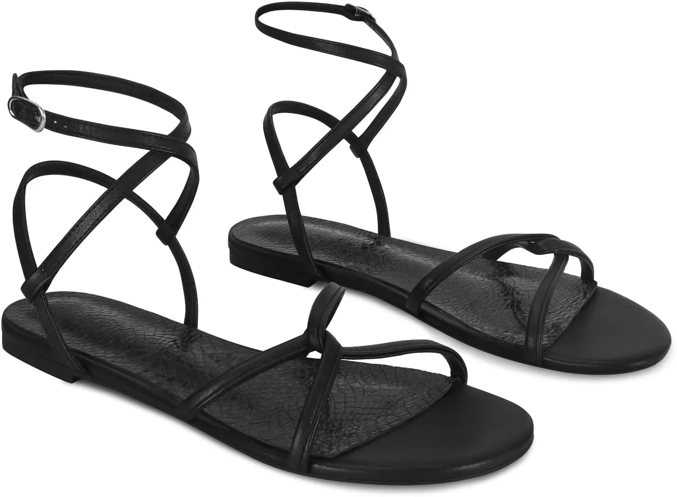 SOVANYOU Strappy Sandals for Women Dressy Flat Sandals Open Toe Cute Summer Sandal with Cross Ankle Strap