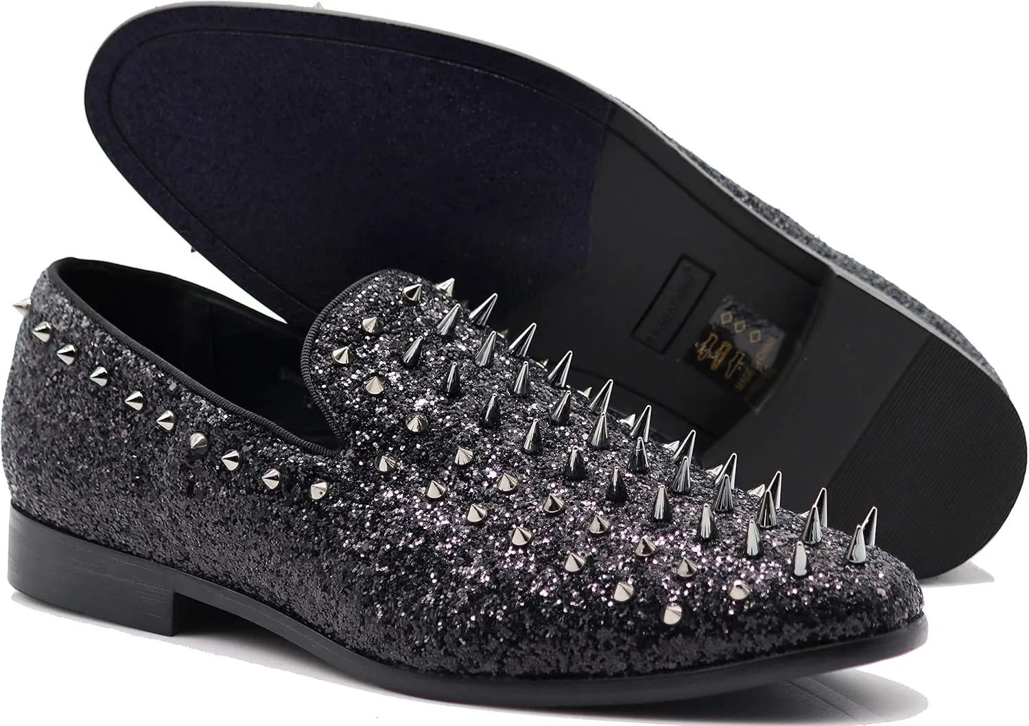 SPK16 Men's Vintage Spike Dress Loafers Slip On Fashion Shoes Classic Tuxedo Dress Shoes