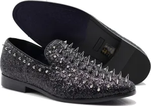 SPK16 Men's Vintage Spike Dress Loafers Slip On Fashion Shoes Classic Tuxedo Dress Shoes