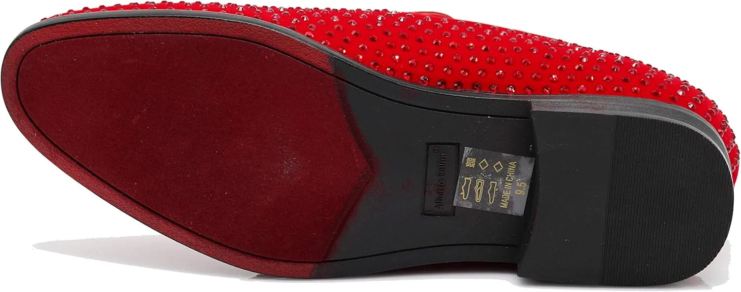 SPK26 Men's Vintage Velvet Rhinestone Designer Dress Loafers Slip On Shoes Classic Tuxedo Dress Shoes