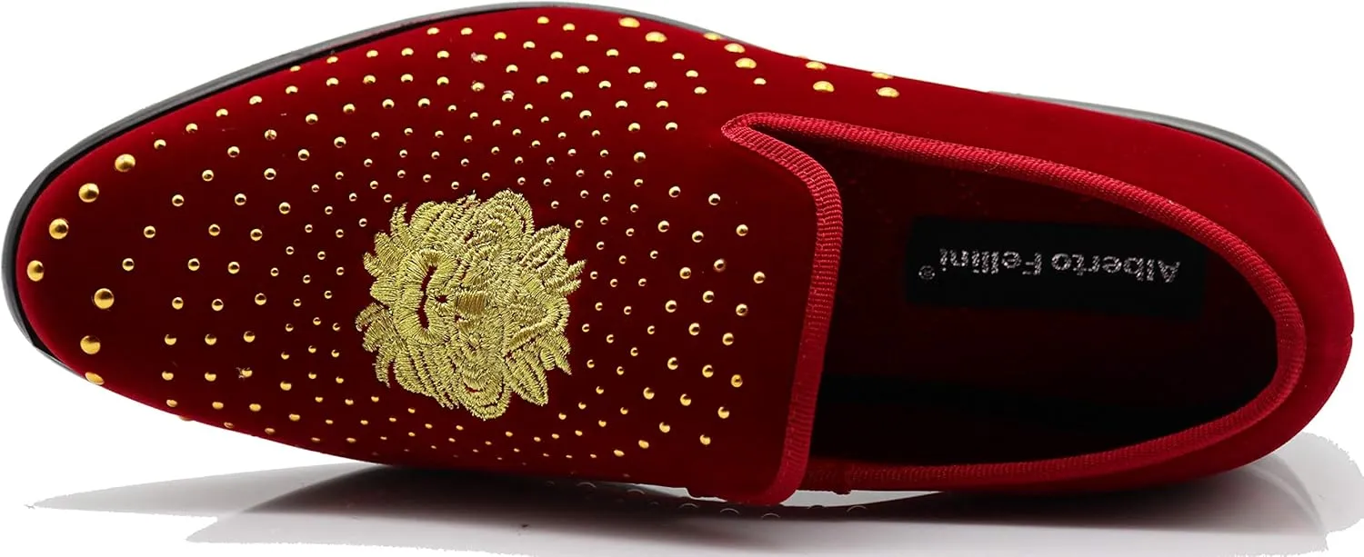 SPK26 Men's Vintage Velvet Rhinestone Designer Dress Loafers Slip On Shoes Classic Tuxedo Dress Shoes
