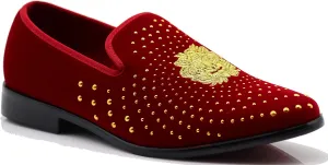SPK26 Men's Vintage Velvet Rhinestone Designer Dress Loafers Slip On Shoes Classic Tuxedo Dress Shoes