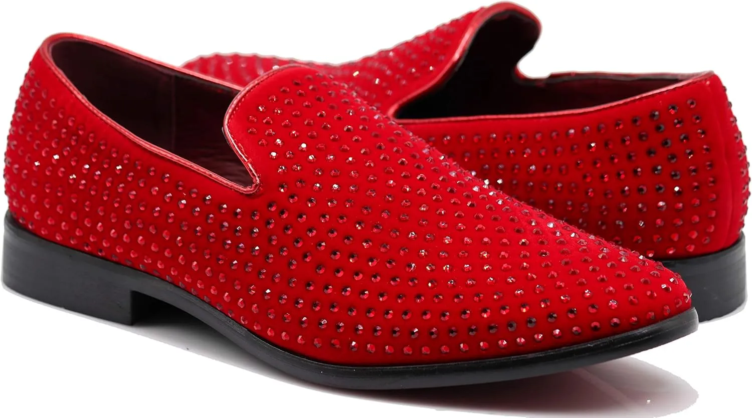SPK26 Men's Vintage Velvet Rhinestone Designer Dress Loafers Slip On Shoes Classic Tuxedo Dress Shoes