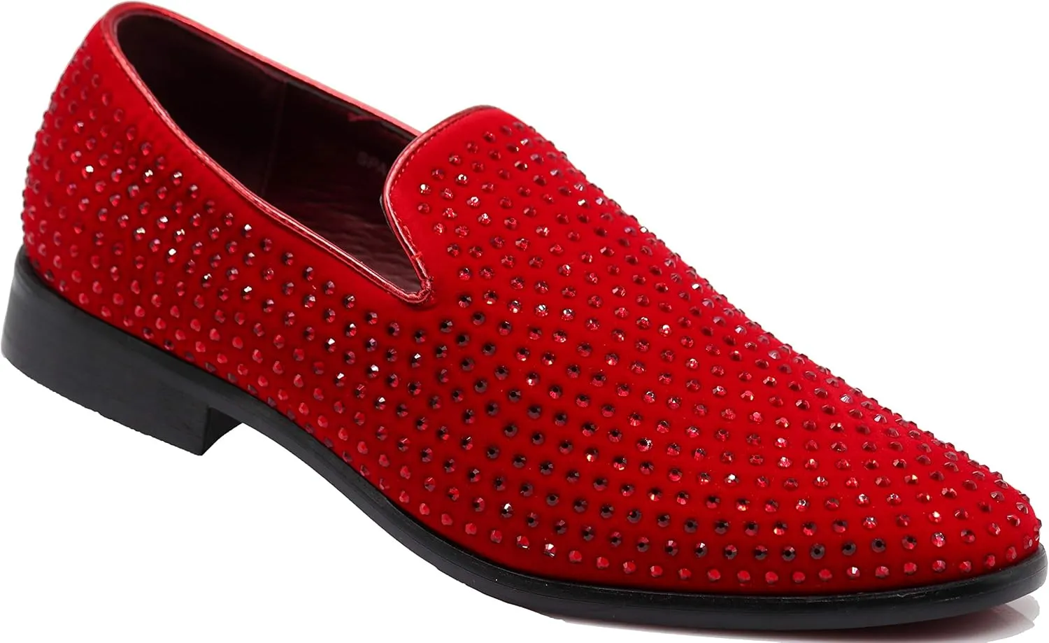 SPK26 Men's Vintage Velvet Rhinestone Designer Dress Loafers Slip On Shoes Classic Tuxedo Dress Shoes